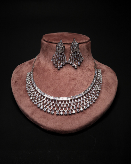 Elegant American Diamond work with floral-inspired design Necklace