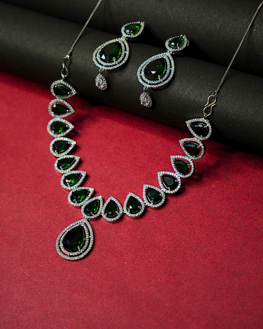Fashionable Necklace Set – American Diamond Jewelry