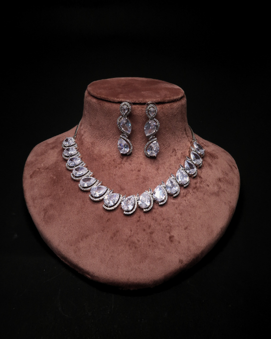 Festive Necklace Set – American Diamond Design