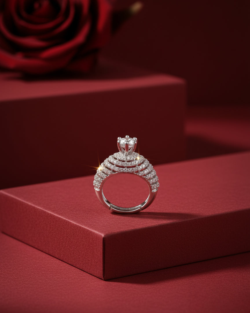 Frosted Halo Emerald Ring