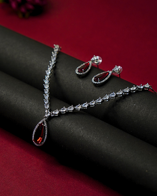Stunning Necklace Set with American Diamond Stones