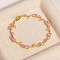 Nikshu Pink Bracelet Signature Diamond Solitaire Ring in White Gold