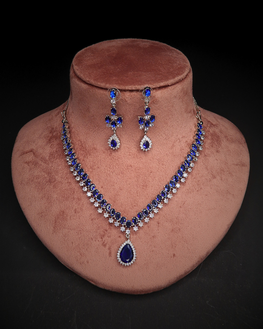 Chic Necklace Set with Earrings – American Diamond