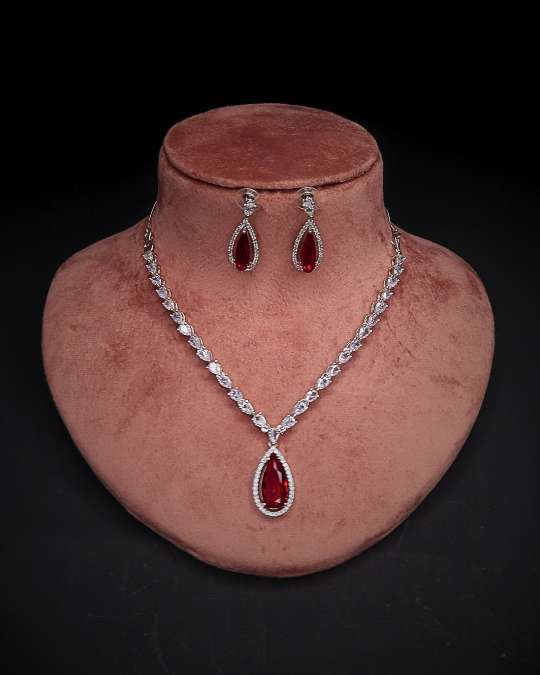 Stunning Necklace Set with American Diamond Stones