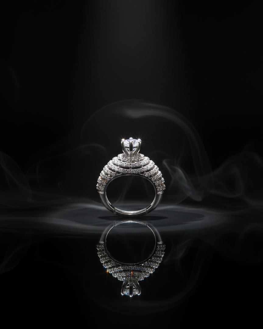 Frosted Halo Emerald Ring
