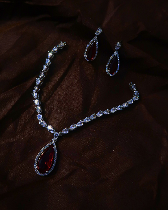 Stunning Necklace Set with American Diamond Stones