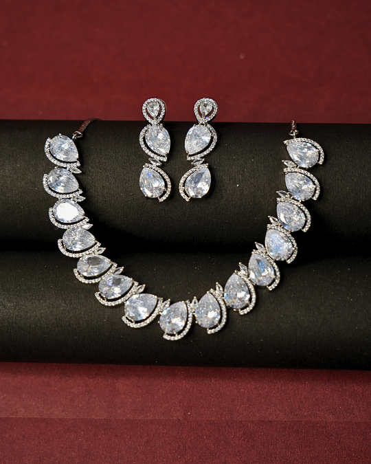 Festive Necklace Set – American Diamond Design