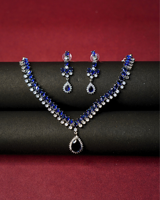 Chic Necklace Set with Earrings – American Diamond