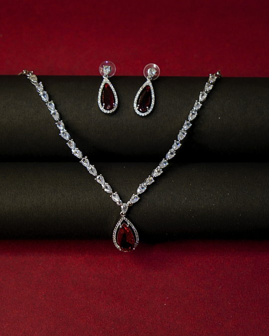Stunning Necklace Set with American Diamond Stones