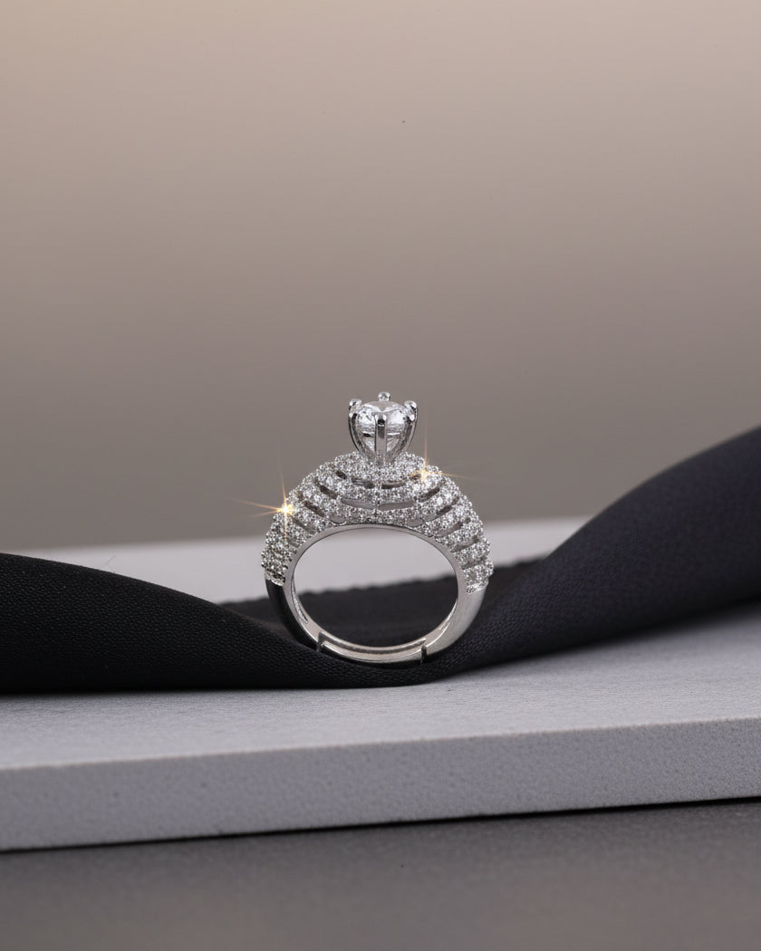 Frosted Halo Emerald Ring