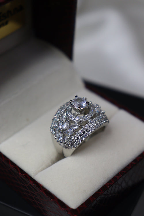 American Grandeur Halo Emerald Ring