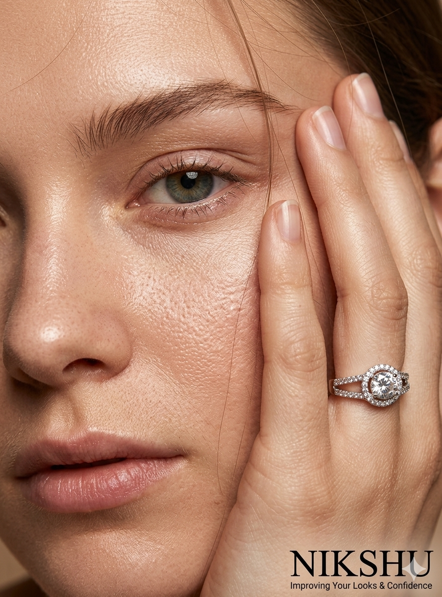 Silver and white Oval- Cut stone ring