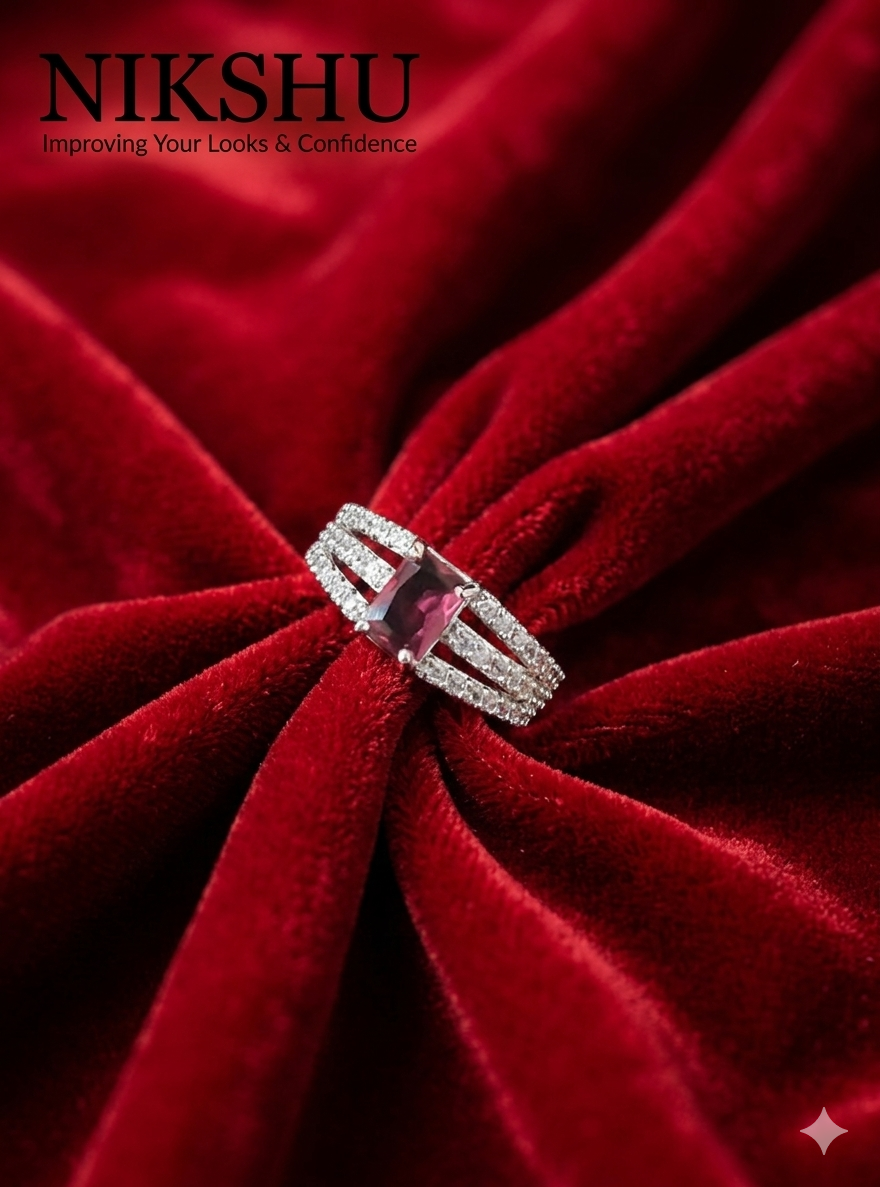 Ruby and white stone  Diamond Ring