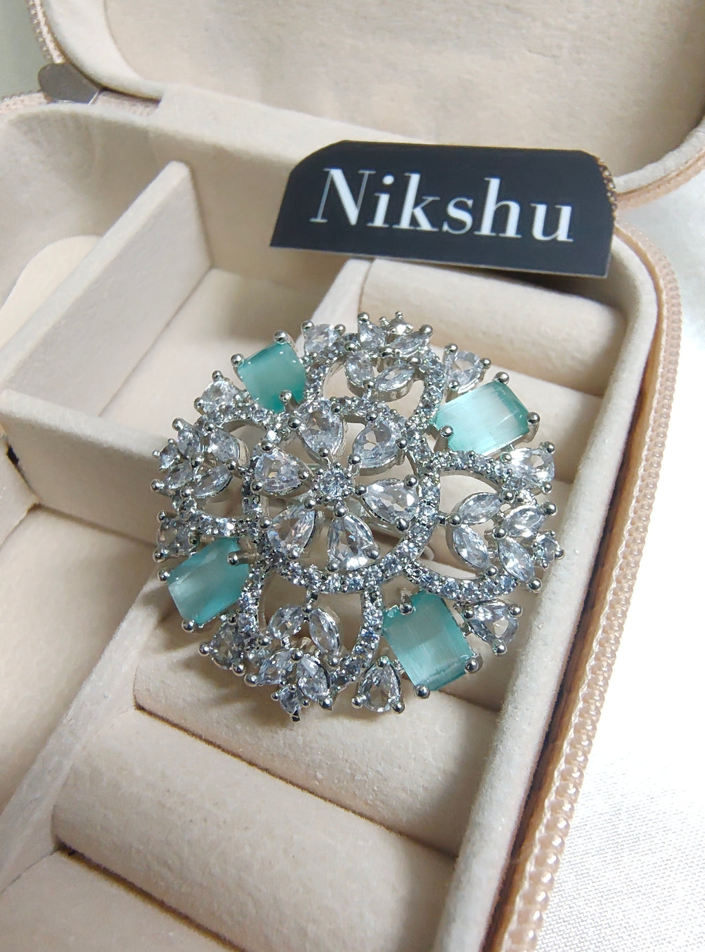 Silver snowflake ring with Multicolor