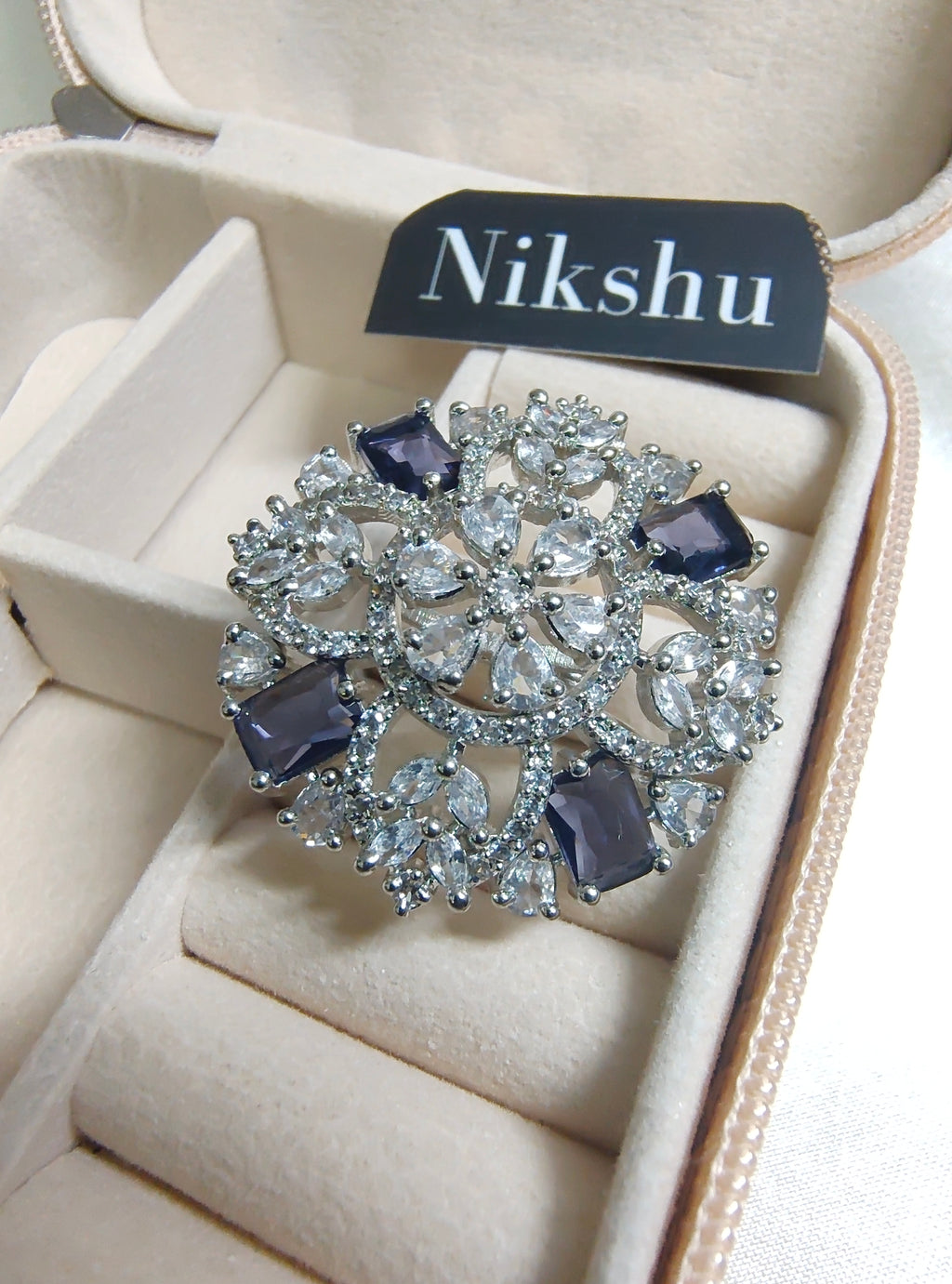 Silver snowflake ring with Multicolor
