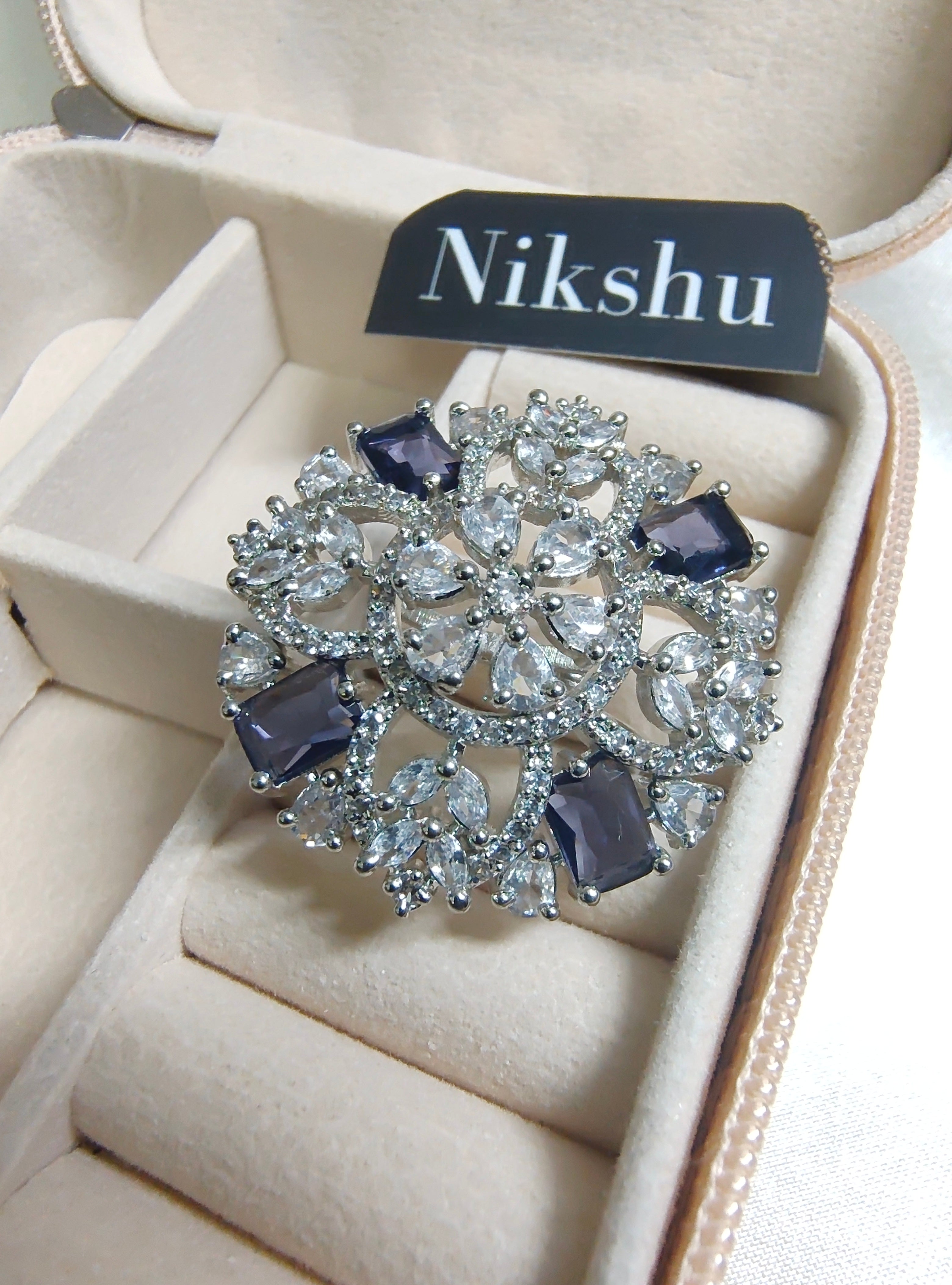 Silver snowflake ring with Multicolor
