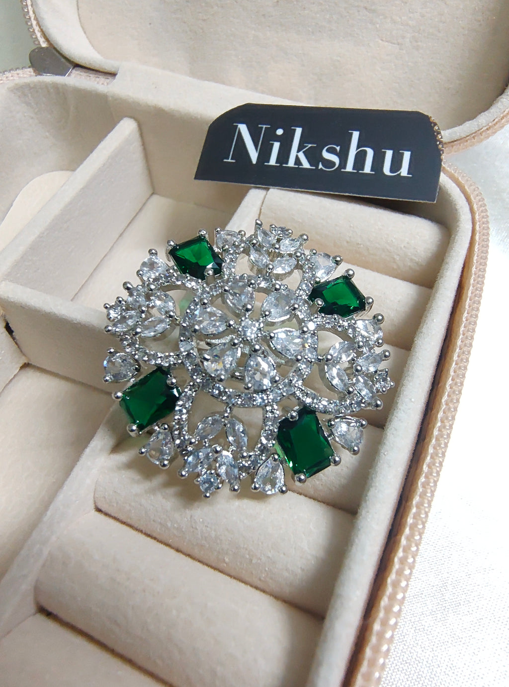 Silver snowflake ring with Multicolor