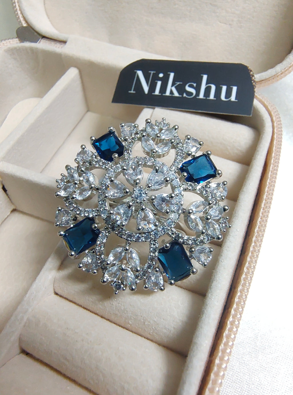 Silver snowflake ring with Multicolor