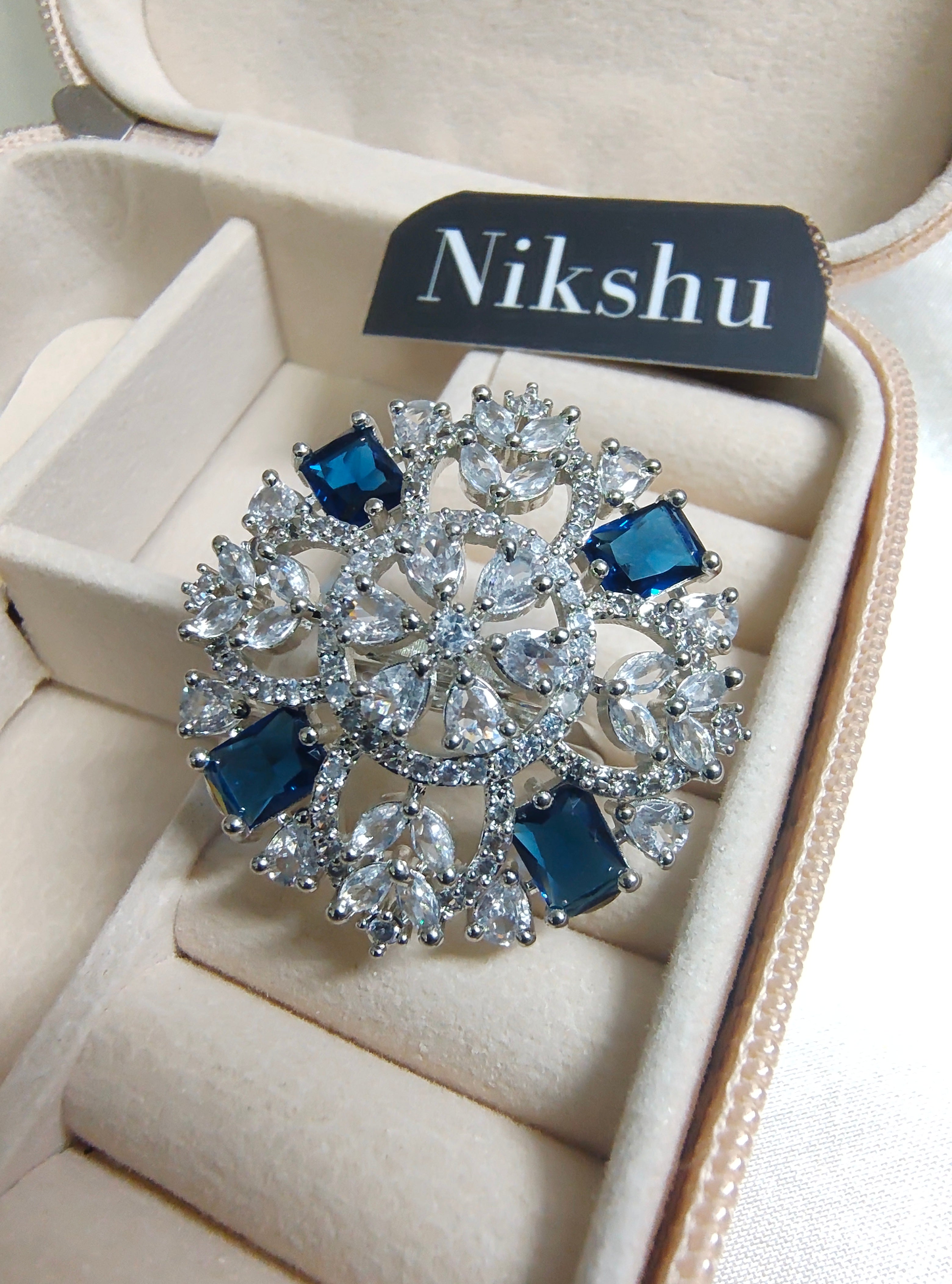 Silver snowflake ring with Multicolor