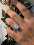 Radaint Ice Crushed Silver Halo Solitaire Ring For Women
