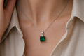 Nikshu Radiant Green Princess Cut Silver Pendant