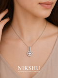 Nikshu Rose Pink Round Stone Hexagon Pendant