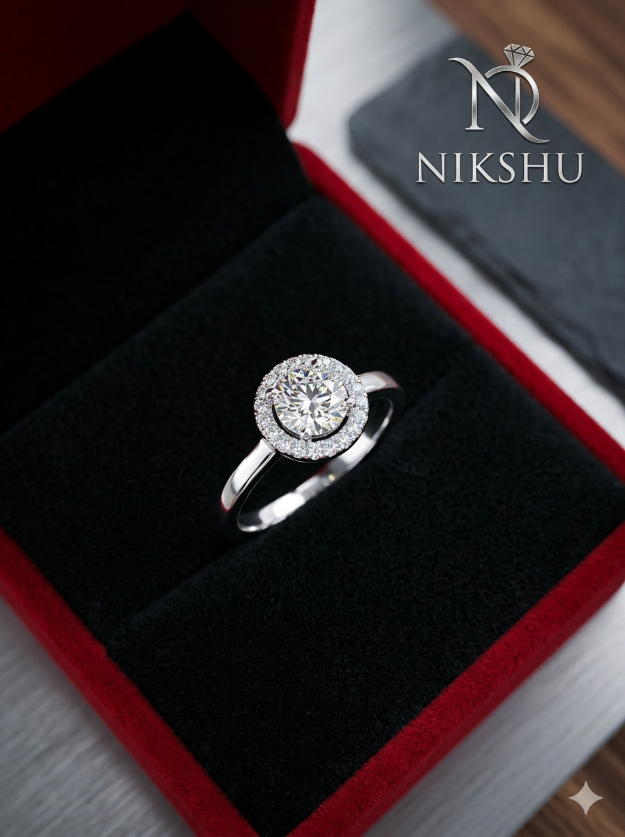 Evergreen Halo Engagement Ring Crystal