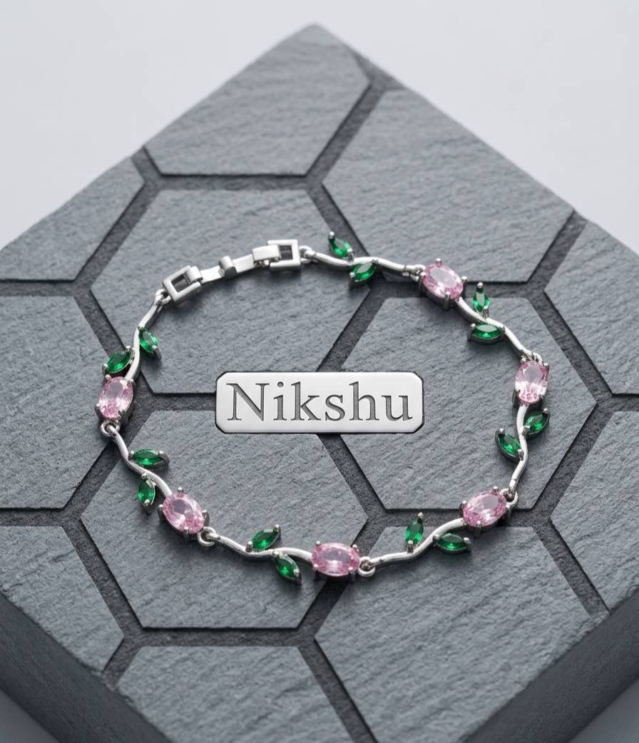 Nikshu Vine Bracelet Signature Diamond Solitaire Ring in White Gold
