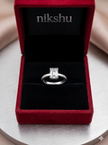 Classic Emerald Cut Diamond Ring with Double Pave Band