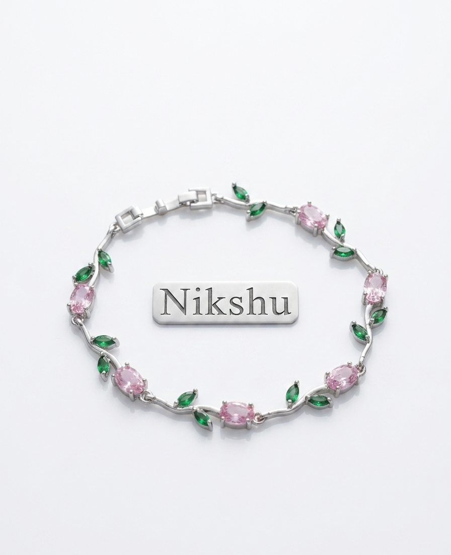 Nikshu Vine Bracelet Signature Diamond Solitaire Ring in White Gold